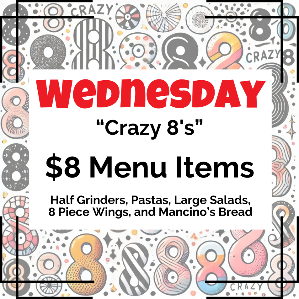 mancino's wednesday deal $8 menu items