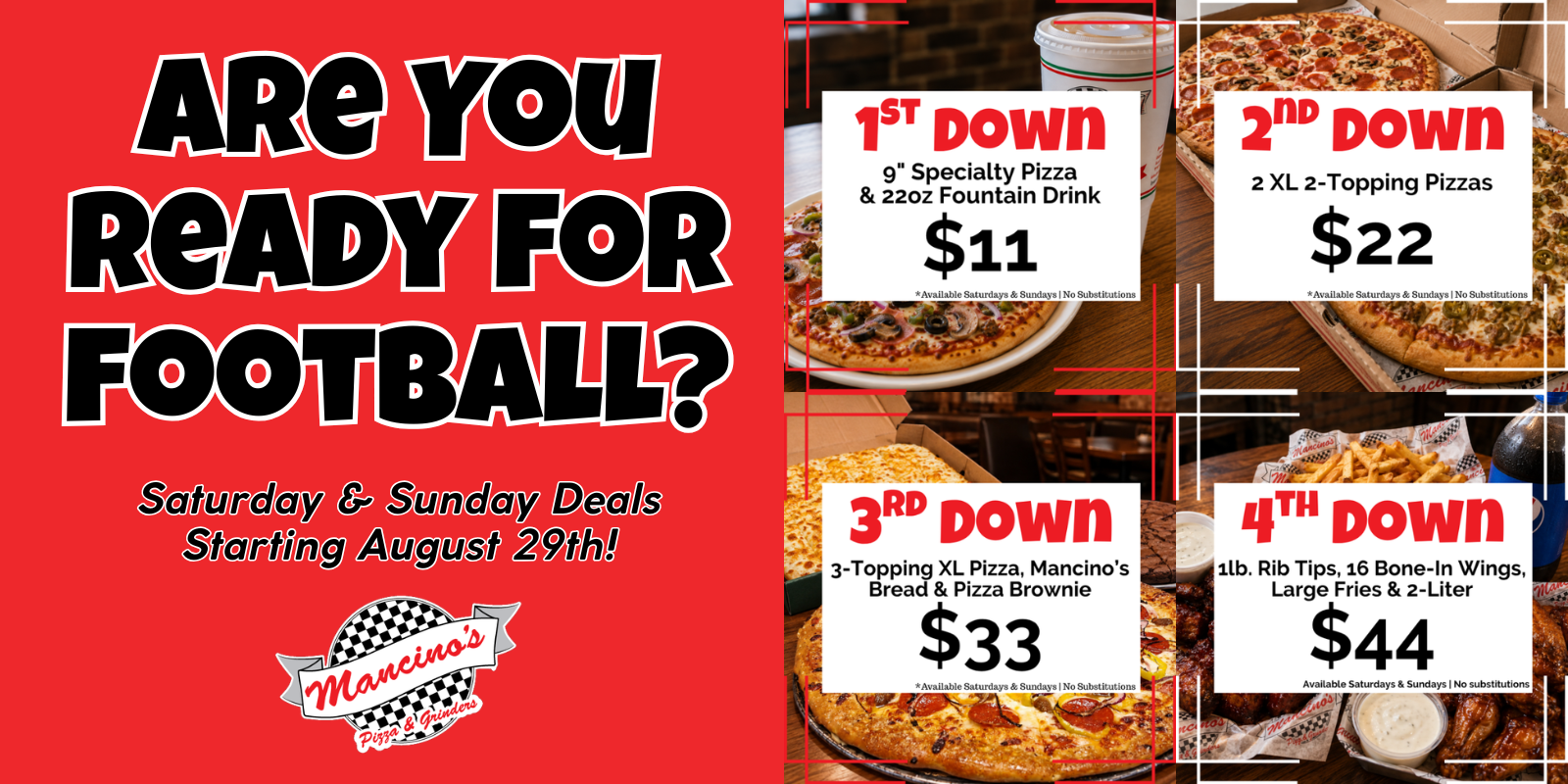 mancino's new football specials